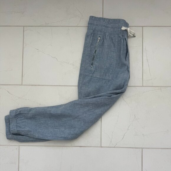 Athleta Linen Chambray Blue Jogger Style Pants - Picture 2 of 12